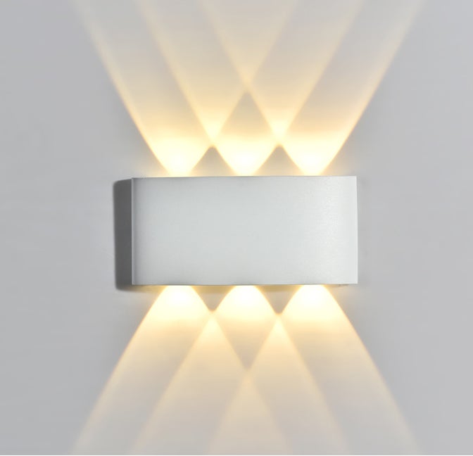 Kinkiet LED 6 W, nowoczesny, wodoodporny, aluminiowy, oświetlenie bezpośrednie w górę i w dół, kąt świecenia 6 x 120°, ciepła biel