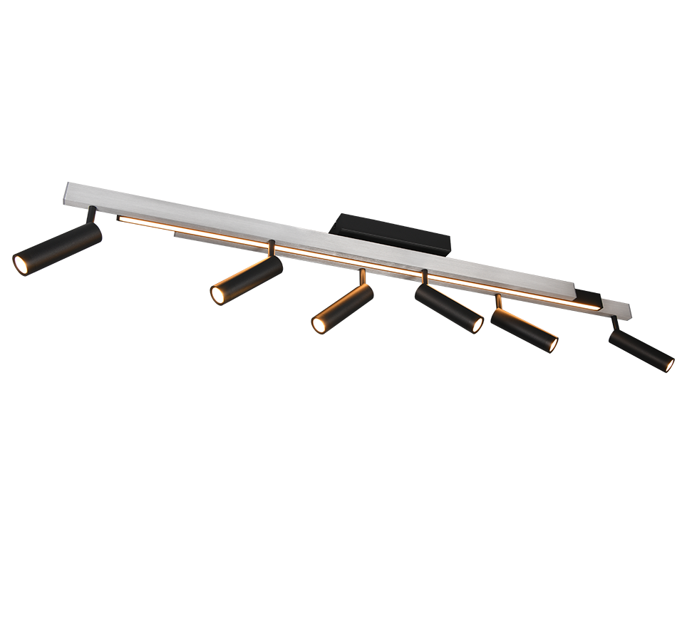 Lampa sufitowa nowoczesna srebrno-czarna rozsuwane sticki reflektorki pilot LED 51W ZENO Trio