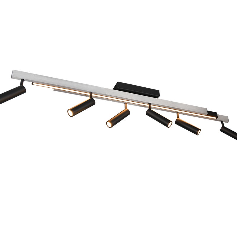 Lampa sufitowa nowoczesna srebrno-czarna rozsuwane sticki reflektorki pilot LED 51W ZENO Trio