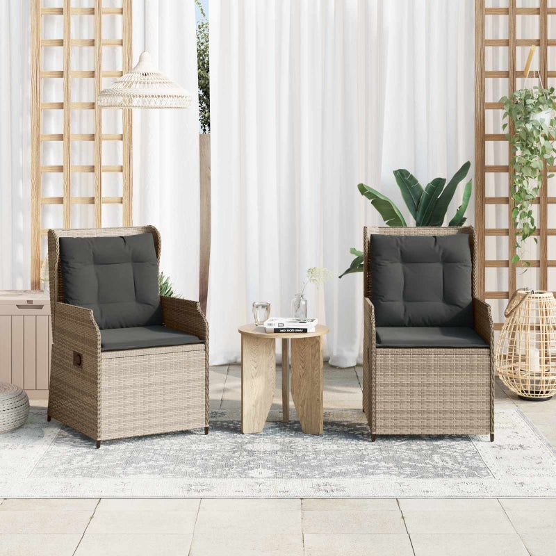 Ławka ogrodowa 2 pcs Jasnoszary polirattan vidaXL
