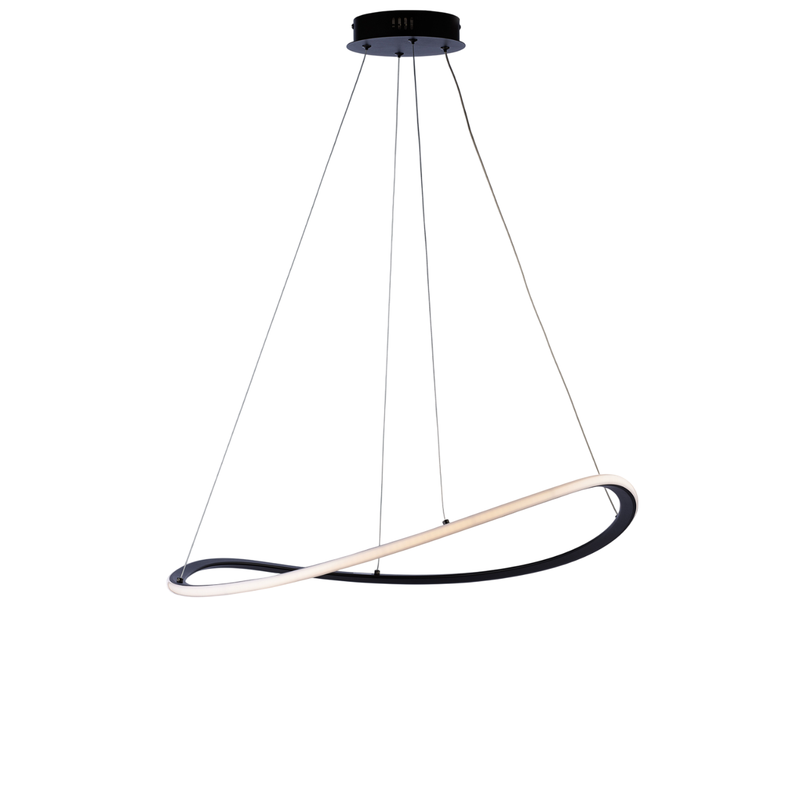 Sospensione in metallo e alluminio laccato nero con led integrato CCT + telecomando e cavi elettrici regolabili H.17 - MAX 130 - Ø 70