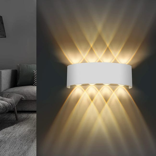 Kinkiet do użytku wewnątrz i na zewnątrz, 22 x 8 x 5 cm, regulowany w górę i w dół, czarny, 8 W, IP65, ciepła biała dioda LED 3000 K, do salonów [kla