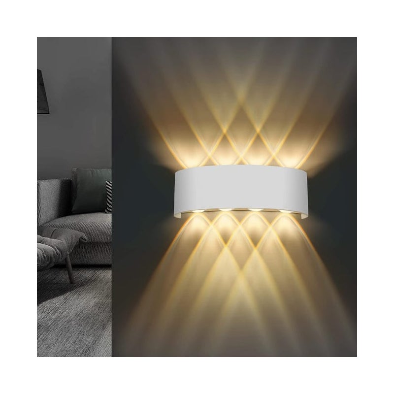 Kinkiet do użytku wewnątrz i na zewnątrz, 22 x 8 x 5 cm, regulowany w górę i w dół, czarny, 8 W, IP65, ciepła biała dioda LED 3000 K, do salonów [kla