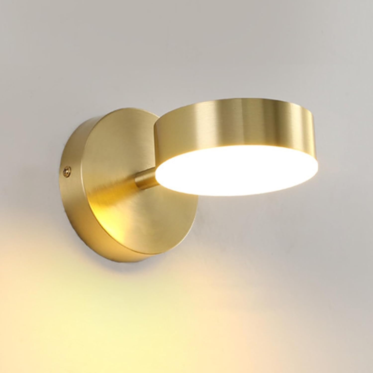 Złote kinkiety LED, kinkiet obrotowy 350°, nowoczesne minimalistyczne trójkolorowe kinkiety, kinkiet