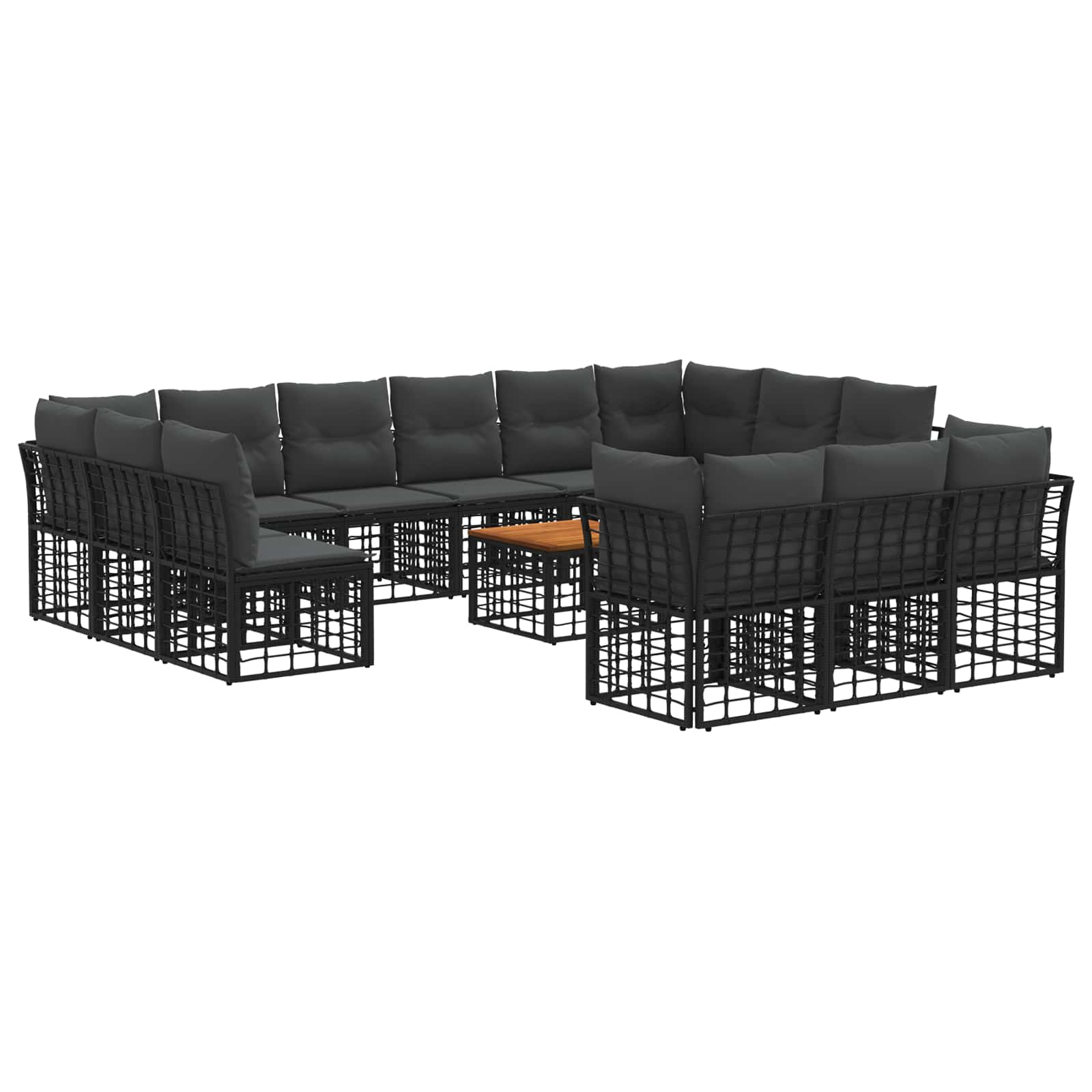 Zestaw sof na zewnątrz 14 pcs Czarny i Ciemnoszary Poliester vidaXL