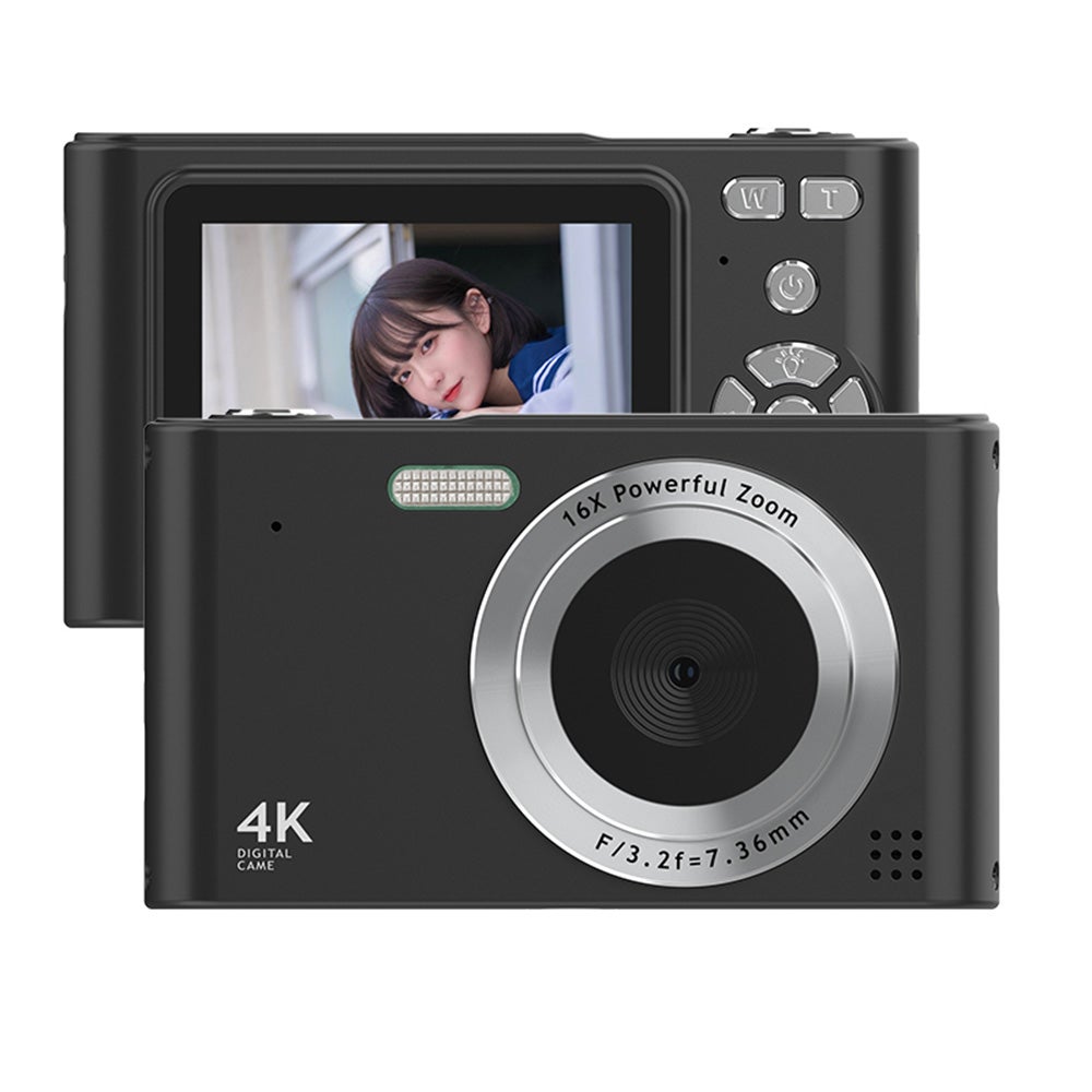 Aparat cyfrowy 4K 48 MP z 16-krotnym zoomem, wbudowaną lampą błyskową i stabilizacją obrazu