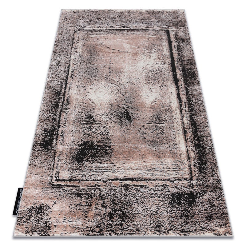 Dywan DE LUXE nowoczesny 634 Ramka vintage przecierany - Strukturalny szary / różowy 140x190 cm