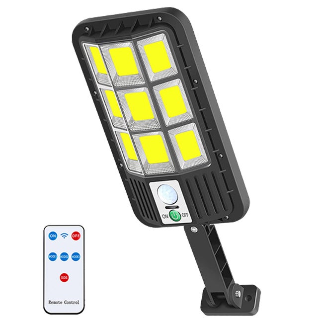Lampy solarne zewnętrzne, 108 lamp solarnych COB z czujnikiem ruchu, światło bezpieczeństwa solarnego, wodoodporny projektor solarny, 3 tryby