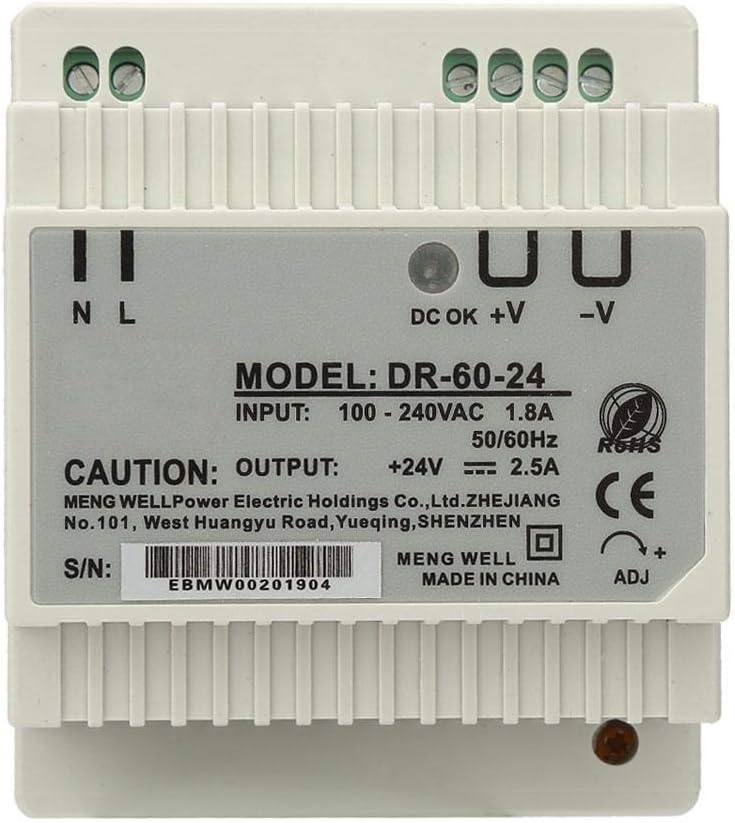 Zasilacz na szynę DIN 60W 24V DR-60-24 – impulsowy zasilacz AC/DC na szynę DIN, do elektroniki, przemysłowy