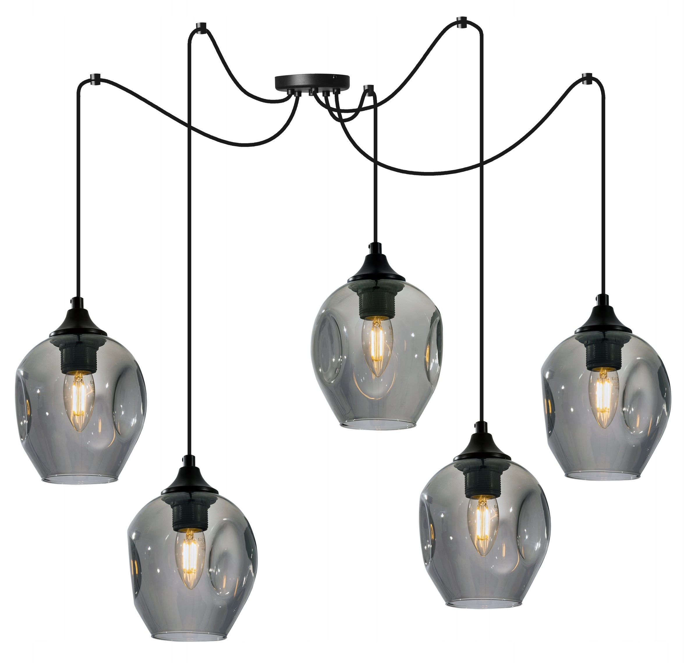 Lampa sufitowa wisząca Light Home LH Spider Prague Loft 5x E27 abażur kulisty grafitowy