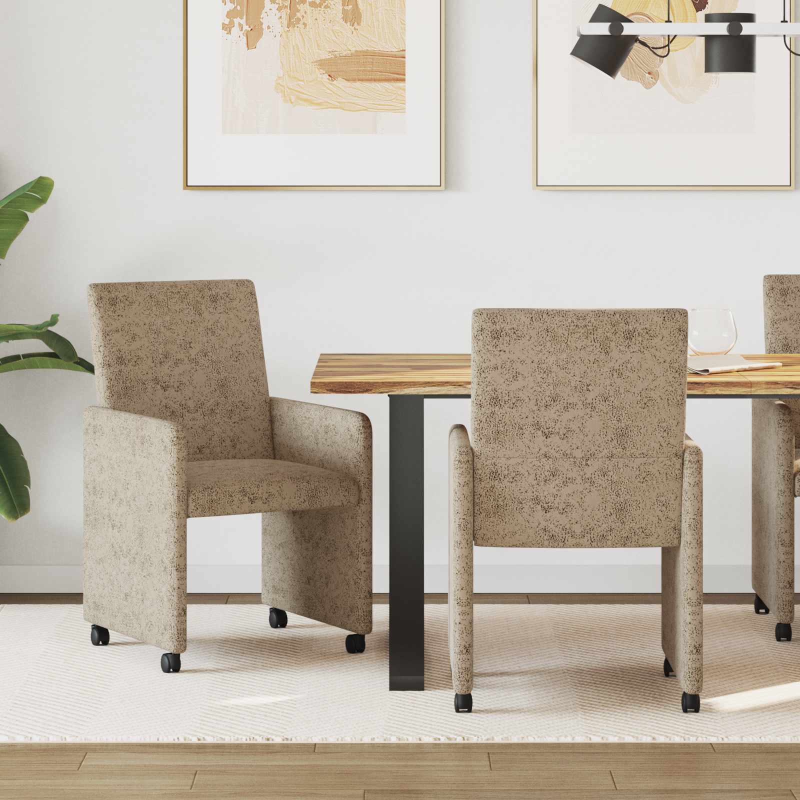 Krzesełka jadalne na kółkach 2 pcs Jasnoszary 57 x 66 x 94 cm vidaXL