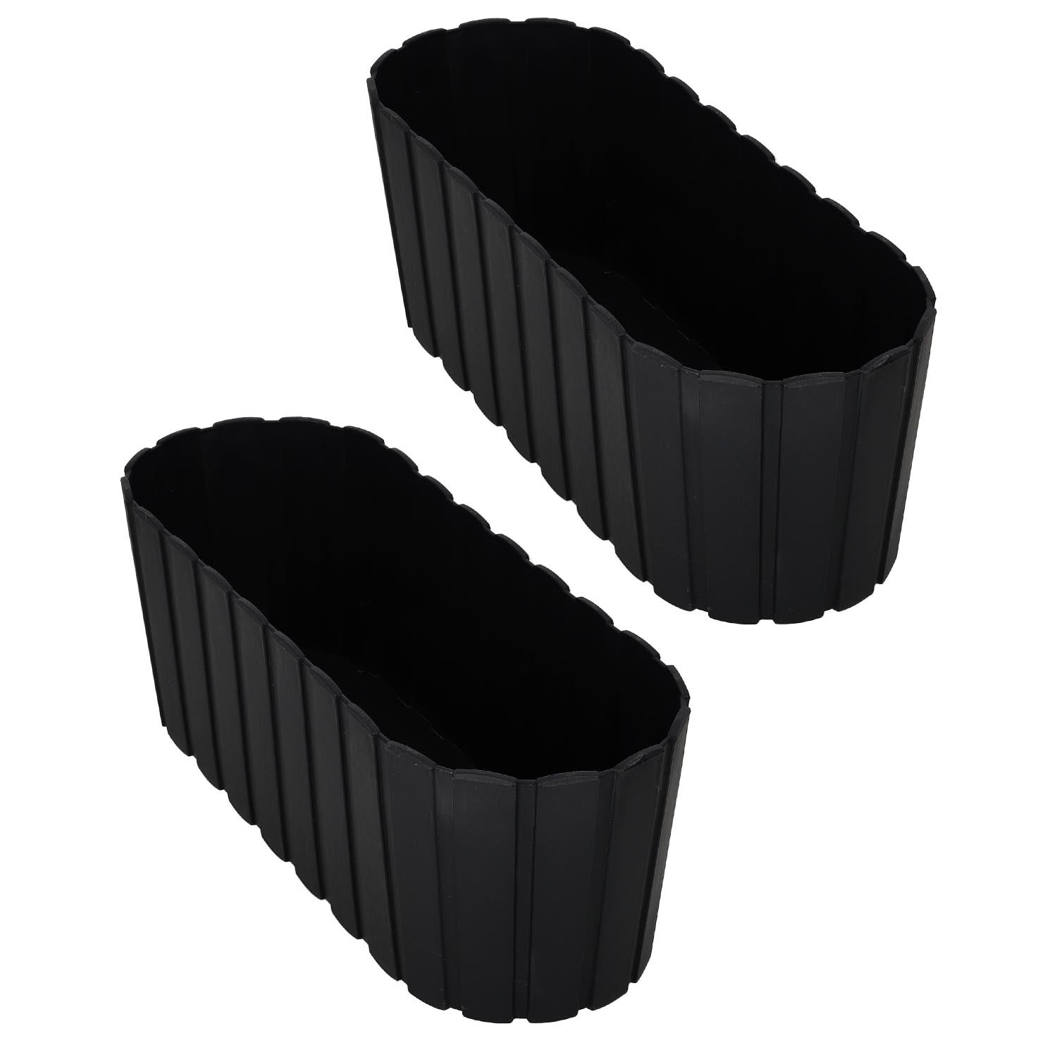 2 szt. Doniczka Skrzynka Balkonowa - 40 x 13 x 13 cm - Skrzynia Plastikowa na Kwiatki - Donica Owalna na Balkon - Rustykalna - Antracyt KOTARBAU