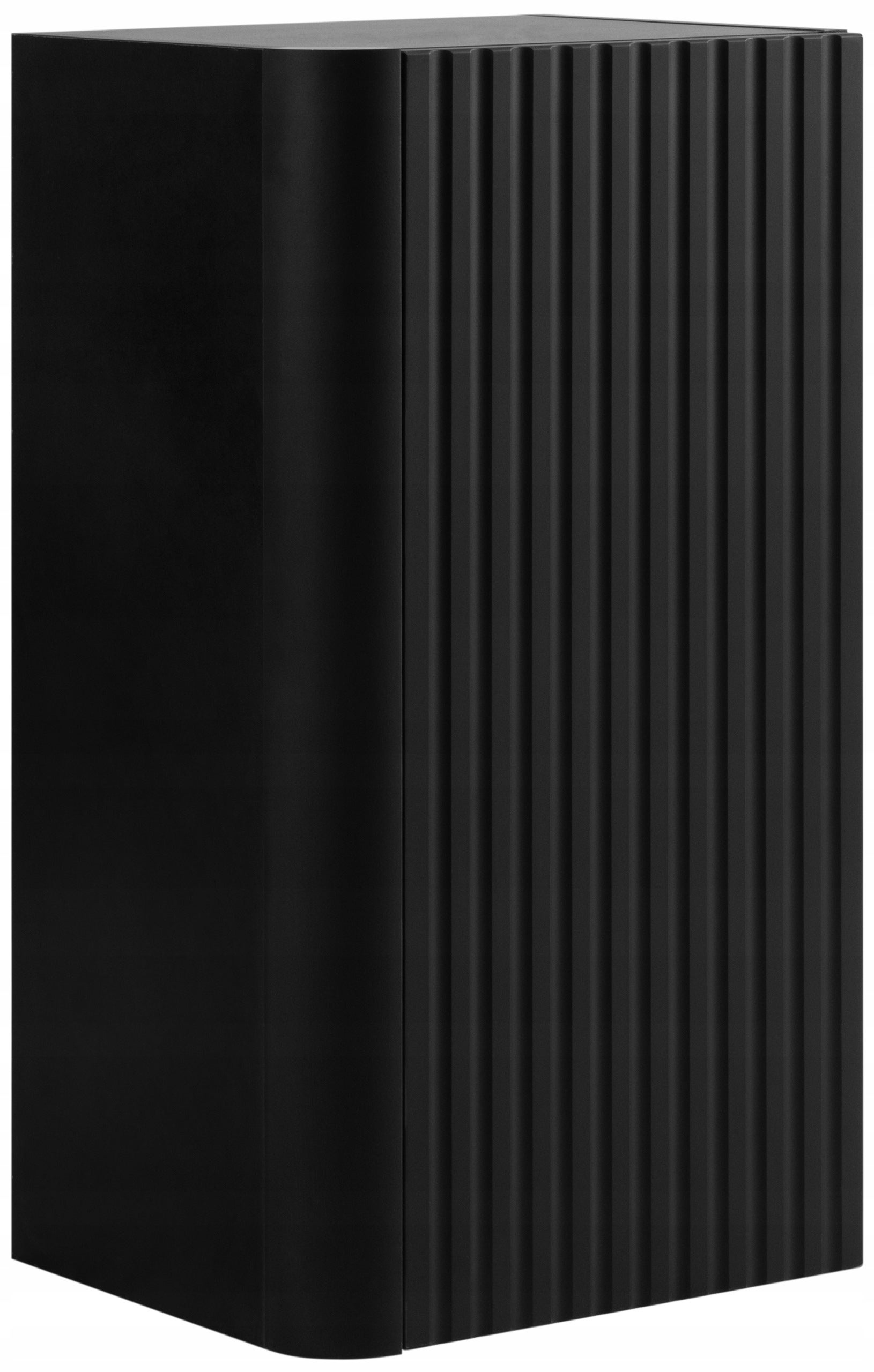 Półsłupek łazienkowy LINEA 35 cm czarny ryflowany wiszący Push to Open