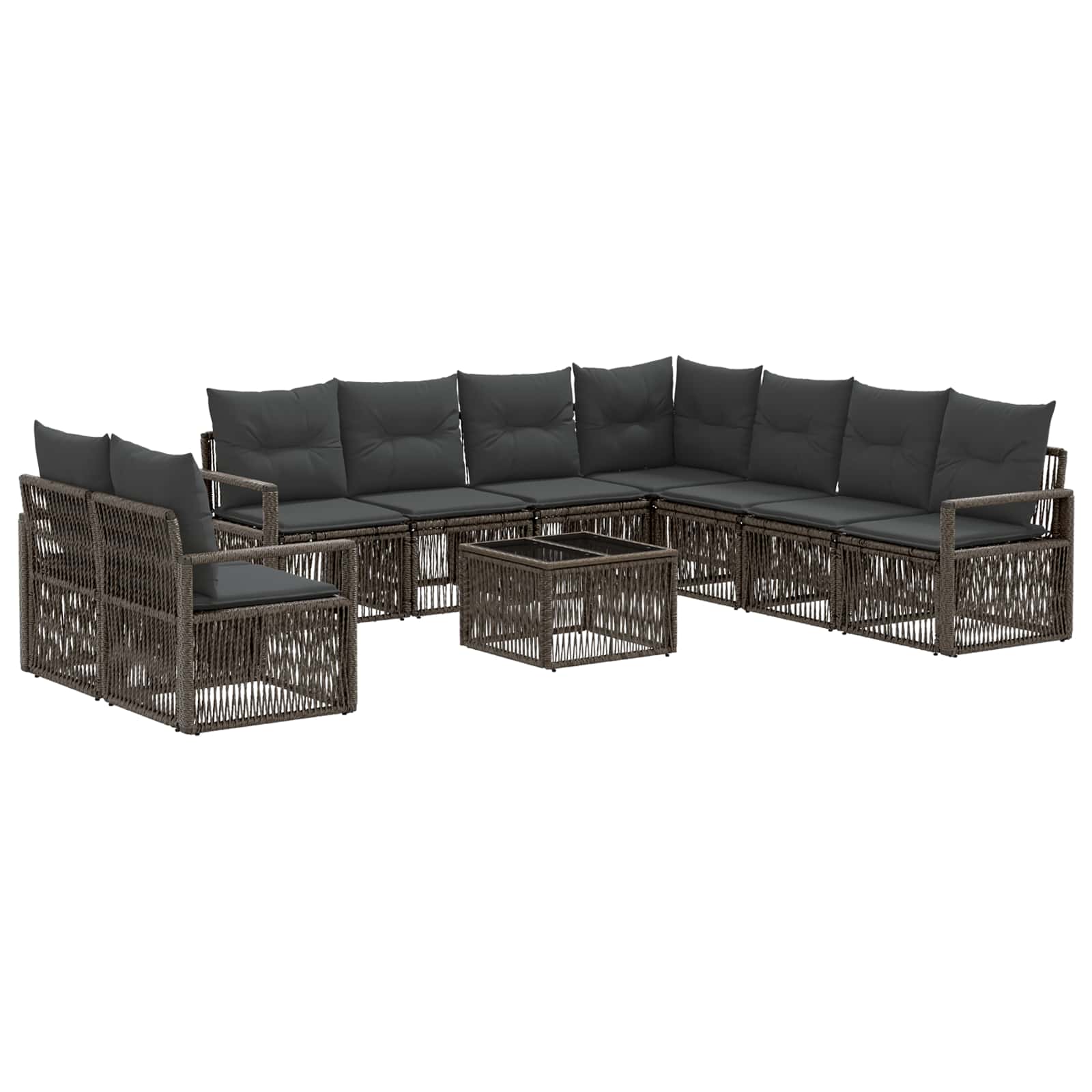 Zestaw Sof na Ogród 10 pcs Szary polirattan vidaXL