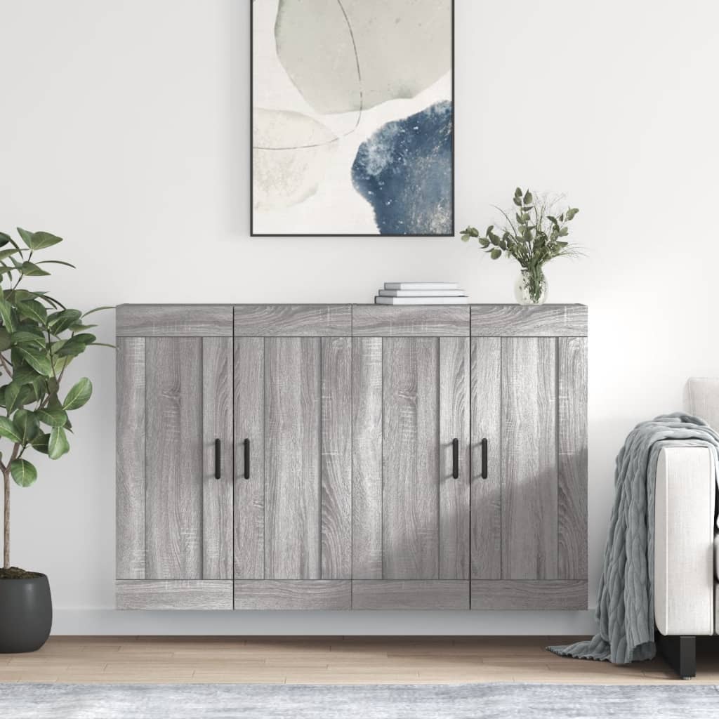 vidaXL Wiszące szafki, 2 szt. szary dąb sonoma materiał drewnopochodny