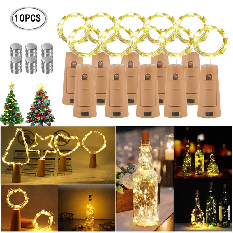 10 Sztuk 20 LED 2M Lampki do Butelek Ciepła Biel Światło do Butelek Wina Lampki Nastrojowe
