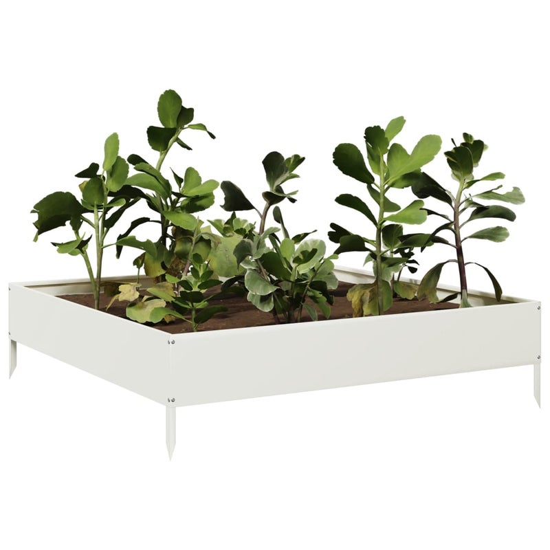 Podwyższona donica, biała, 100x100x26 cm, stal