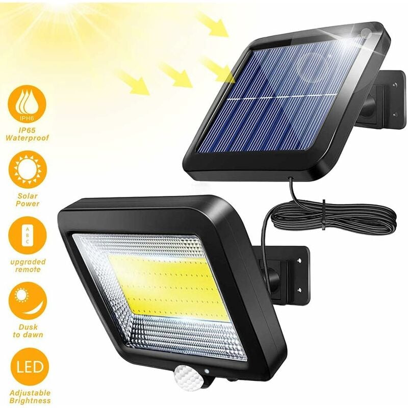 Zewnętrzna lampa solarna, światło słoneczne, z pilotem, wodoodporny czujnik ruchu, 100 LED Zewnętrzna lampa solarna, wodoodporna IPX65 p