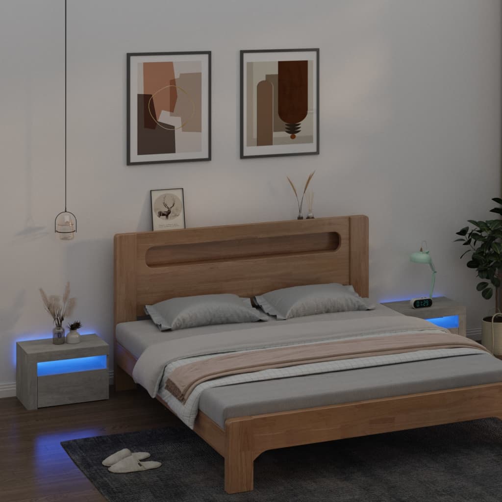 Szafki nocne z LED, 2 szt., szarość betonu, 60x35x40 cm vidaXL