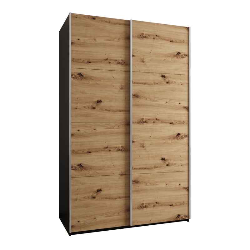 Szafa przesuwna wysoka Lux 1 150 x 64 x 245,5 cm czarny + artisan + u. srebrny - Abiks Meble