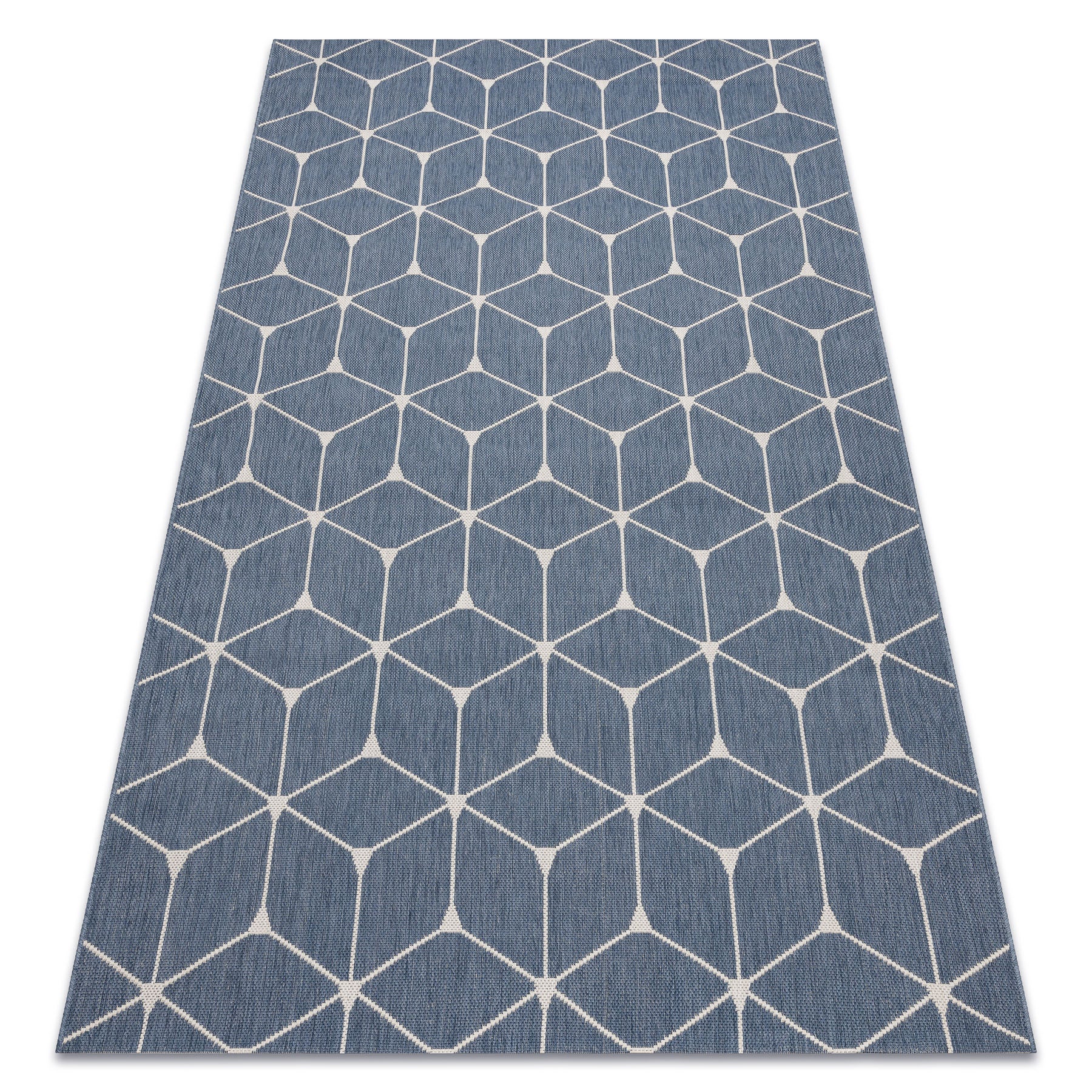 Dywan SZNURKOWY SIZAL FLAT 48721/591 KOSTKI 3D niebieski 120x170 cm