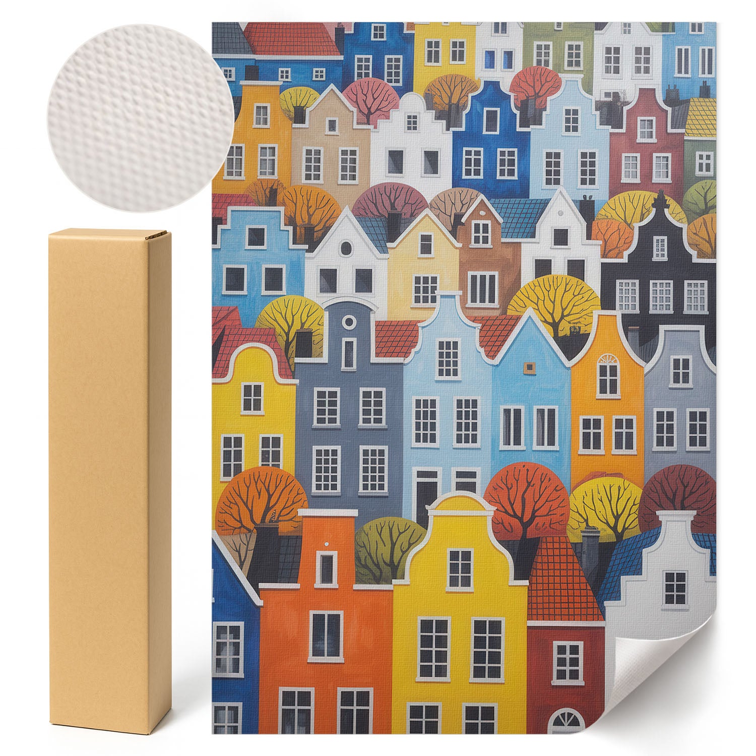 Ekspresyjny Plakat Kolorowe kamienice - Julien "Phase" Moreau 59,4x84 cm ArtPrintCave