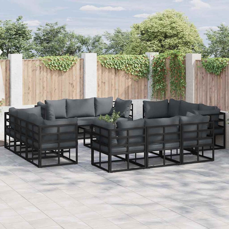 Zestaw Sof na Ogród 13 pcs Czarny Metal vidaXL