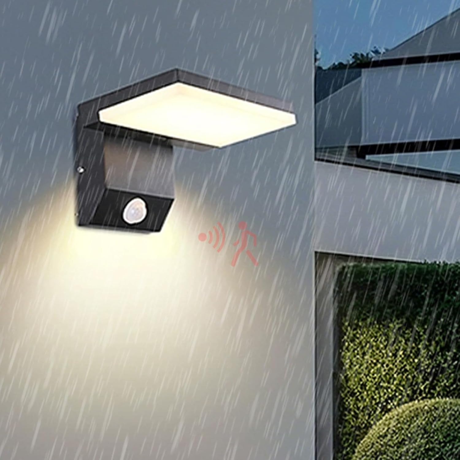 Zewnętrzna lampa ścienna LED z czujnikiem ruchu, wodoodporna IP65, obrotowa aluminiowa lampa ścienna o 180°, dekoracyjna lampa do wejścia, na taras, d