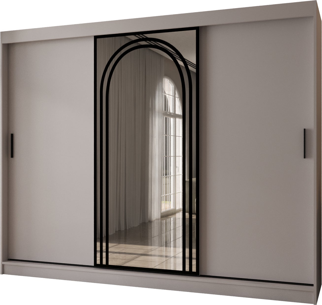 Szafa przesuwna z lustrem VIGO 250 x 62 x 200 kaszmir + u. czarny