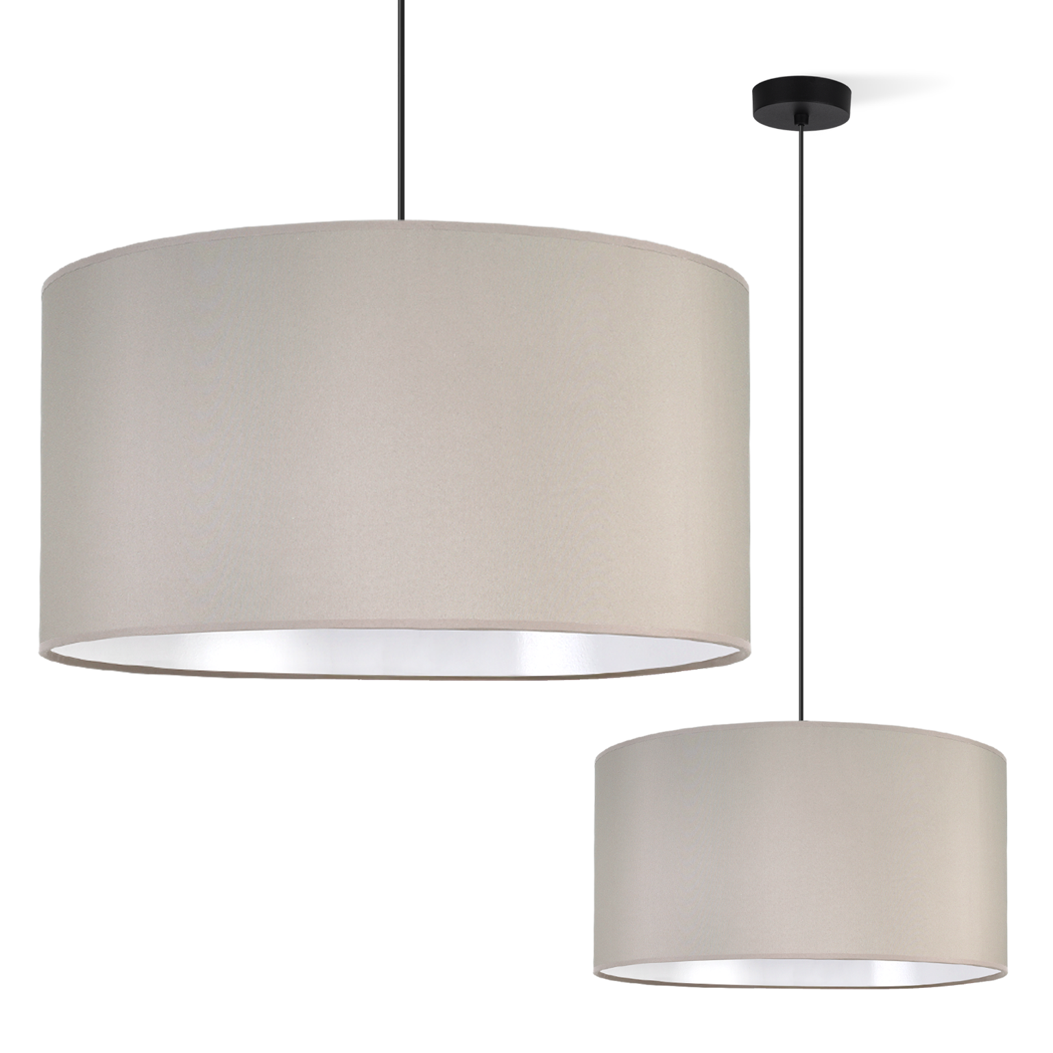 Lampa sufitowa wisząca czarna Light Home LH Gaja 1xE27 abażur walec 44cm kaszmir
