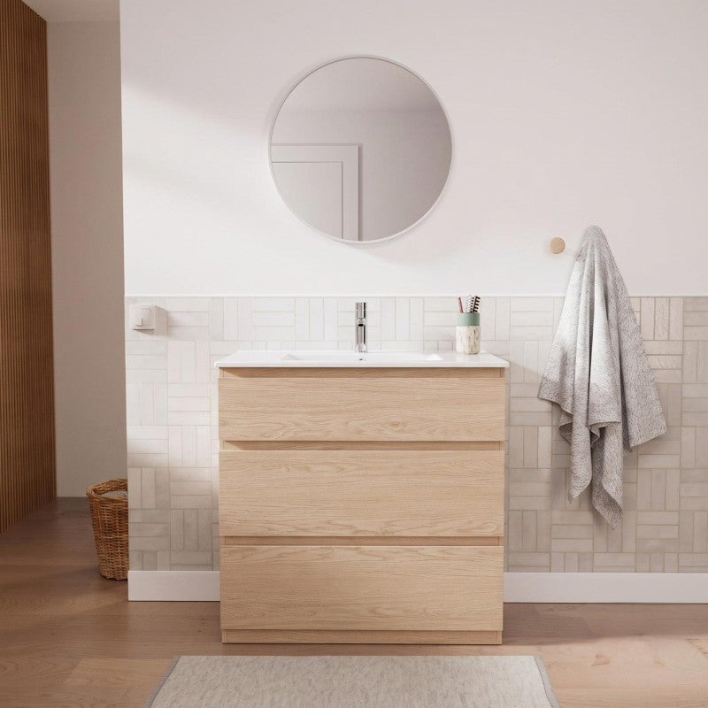 Szafka pod umywalkę pojedynczą 80 cm - z blatem ceramicznym SORRENTO