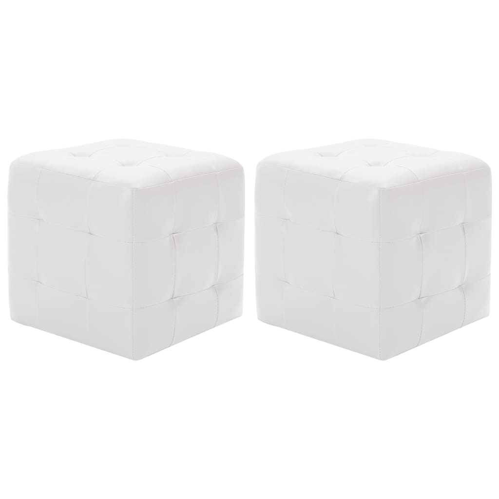 2 x Pufa z Ekoskóry Biała 30x30x30 cm do Salonu