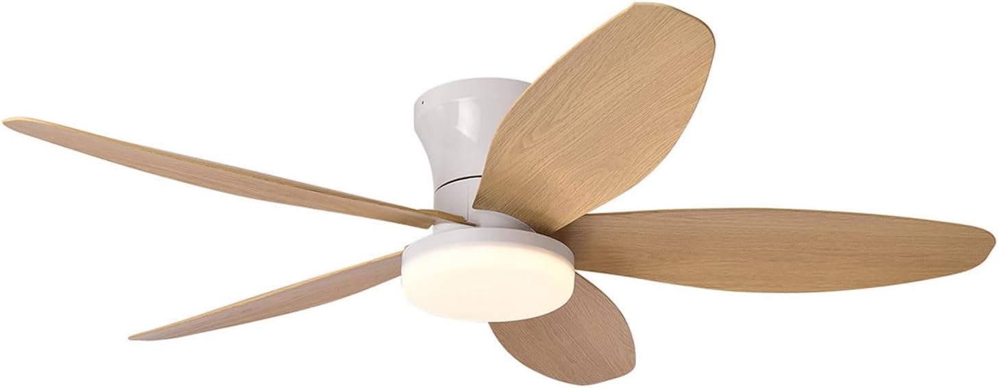 Wentylator sufitowy z oświetleniem - średnica 88 cm, 110 V, odpowiedni do salonów (jasnobrązowy), trójkolorowe źródło światła.