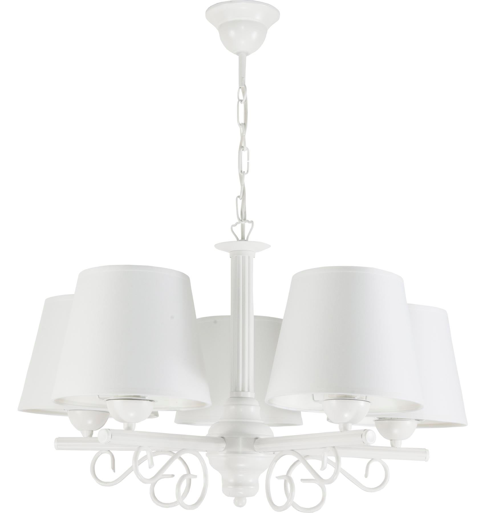 Żyrandol biały retro do sypialni 5xE27 NOMADA vintage 55x65cm Edylit
