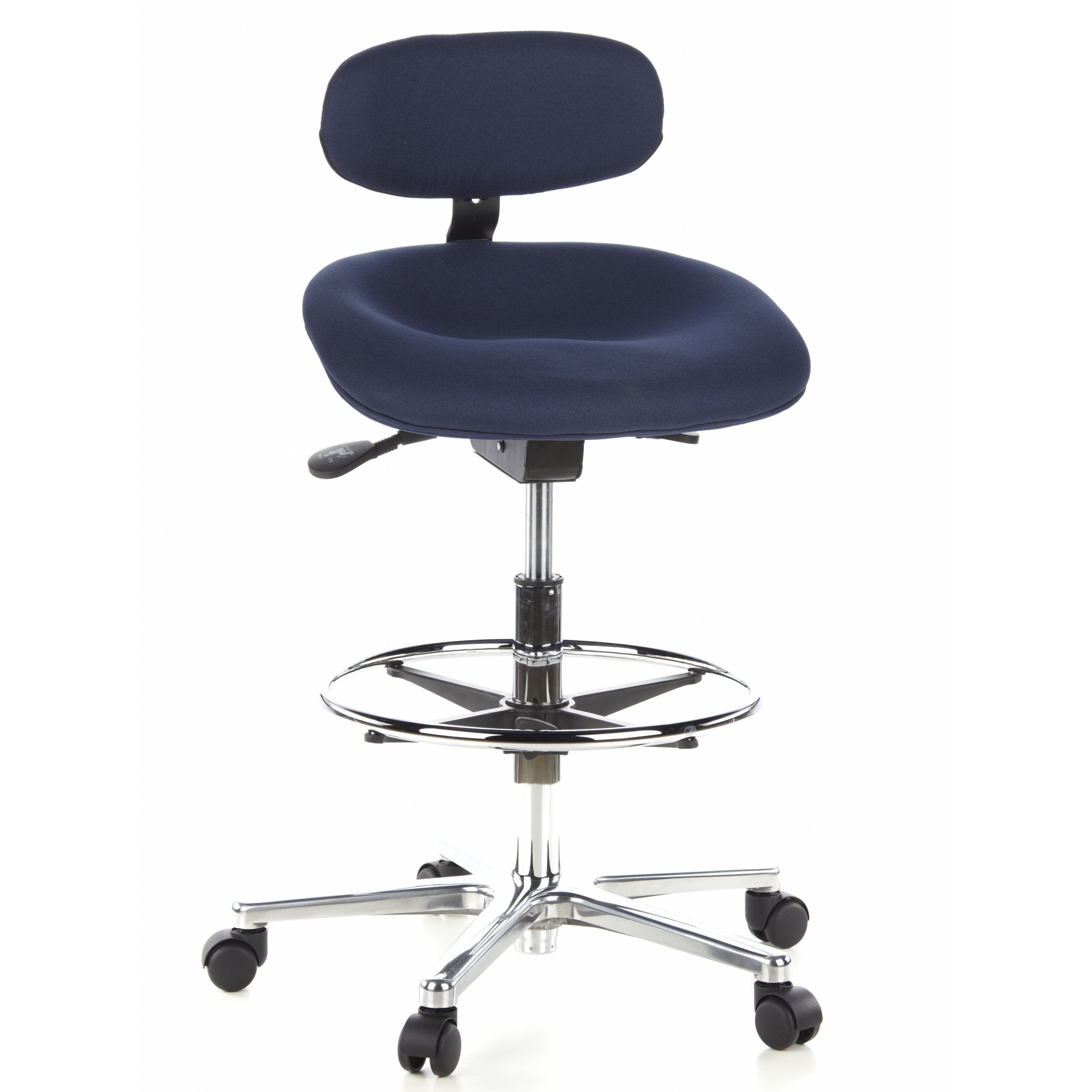 Taboret / stołek obrotowy / krzesło robocze WORK MF tkanina niebieski chrom hjh OFFIC
