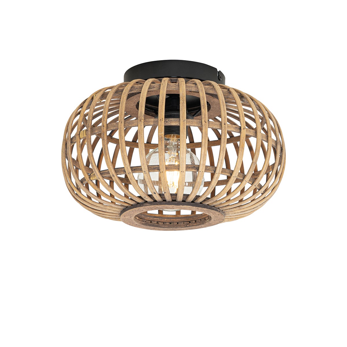 Qazqa japandi plafon - Amira - natur, okrągły, max. 40w, kompatybilny z żarówką LED, e27, 32cm oświetlenie wewnętrzne