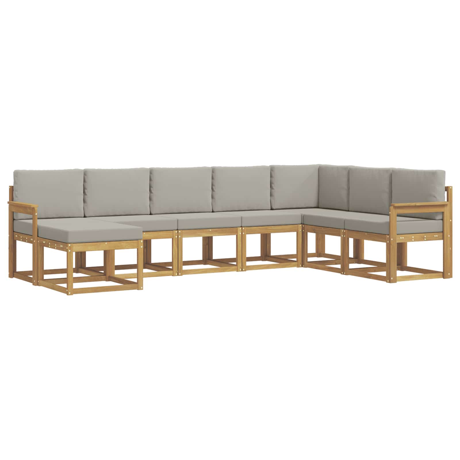 Zestaw sof na zewnątrz z poduszką 8 pcs Biały i jasnoszary
