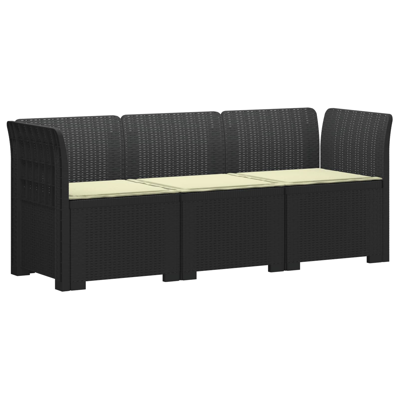 Sofa ogrodowa 3-osobowa z poduszkami w rattanowym wyglądzie PP vidaXL