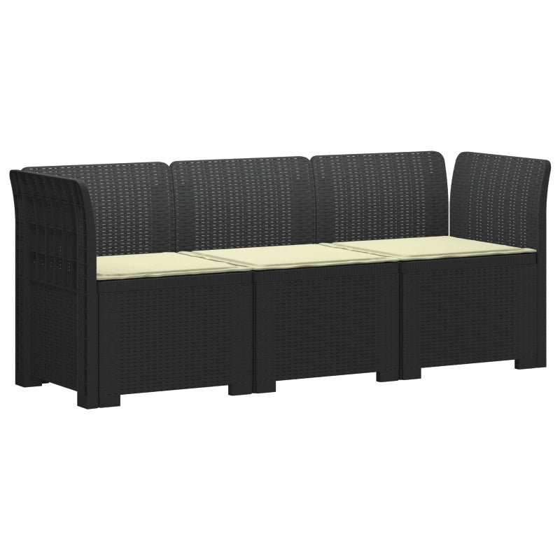 Sofa ogrodowa 3-osobowa z poduszkami w rattanowym wyglądzie PP vidaXL