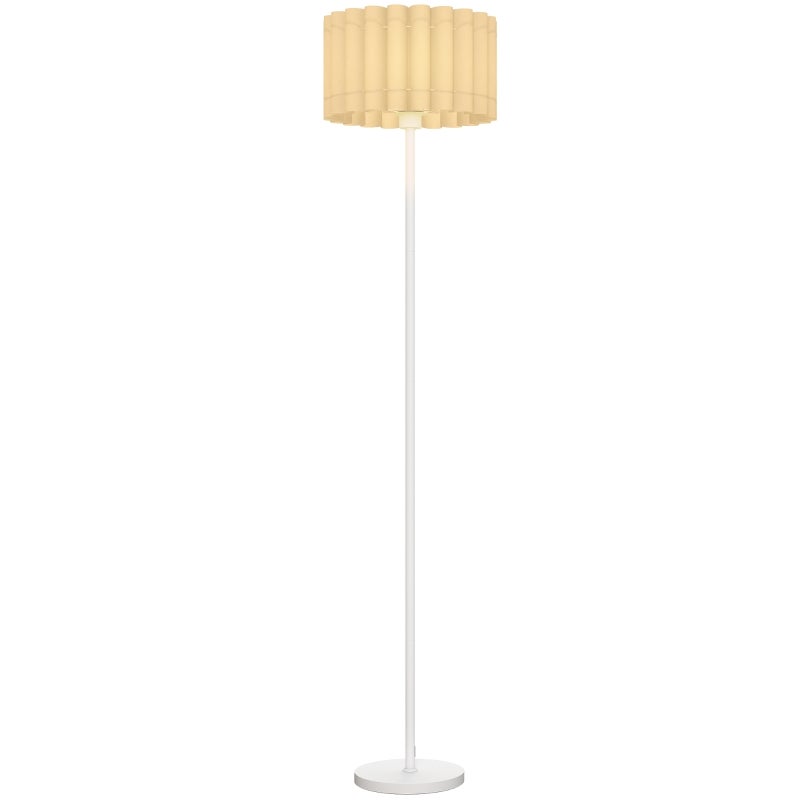 Lampa podłogowa z gniazdem E27, falisty klosz, włącznik nożny, idealna do salonu lub sypialni (żarówka nie jest dołączona), biała.