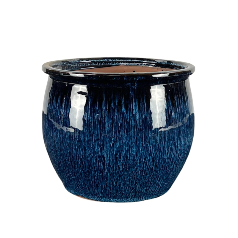 Donica ceramiczna Provencelia NEWTON Jasnoniebieski, sred.21 x H23 cm, mrozoodporna, rękodzieło, szkliwiona