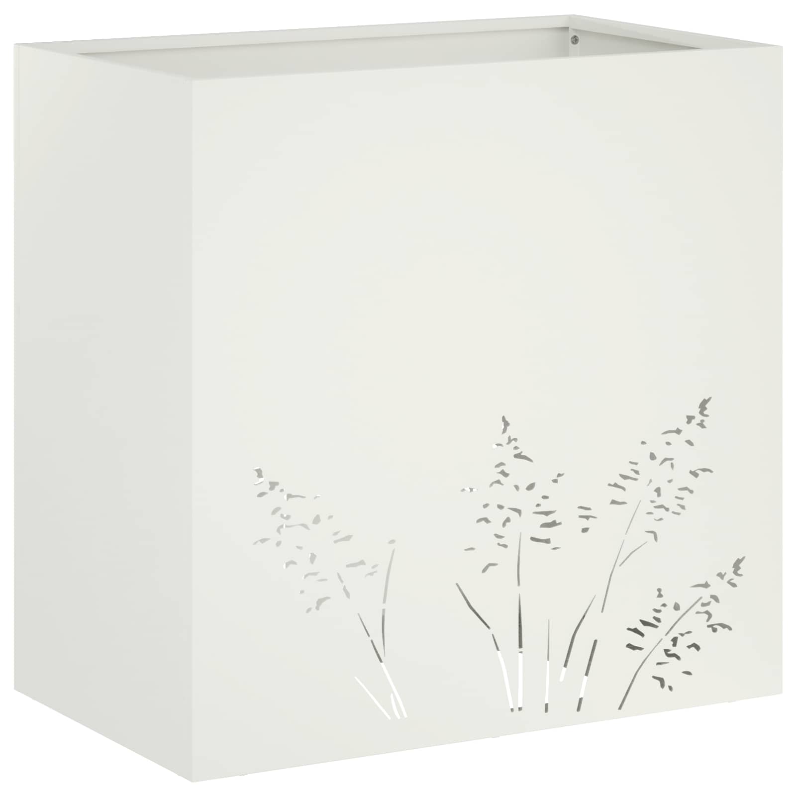 Donica Ogrodowa Stalowa 50x30x49 cm Biała na Taras na Balkon