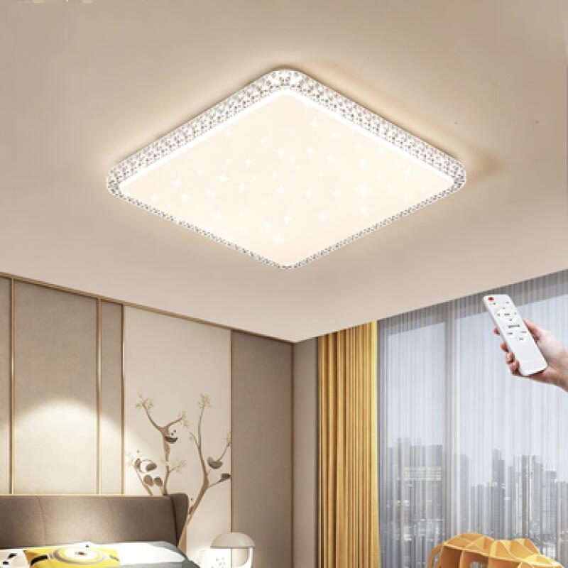 50 cm kryształowa lampa sufitowa LED, 36 W, regulowana temperatura barwowa i jasność, z pilotem, jednowarstwowa, kwadratowa.