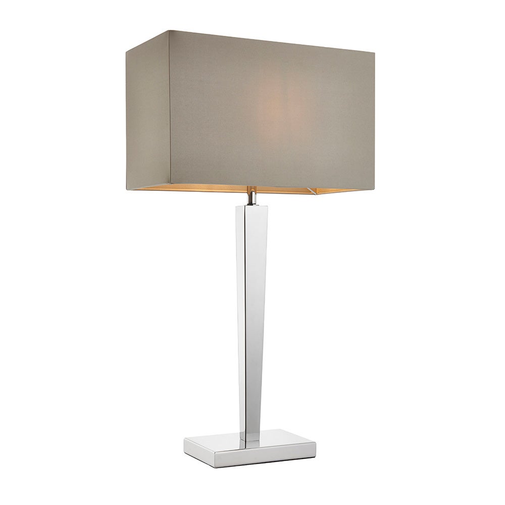 Lampa stołowa minimalistyczna z abażurem chromowana prostokątna 1xE27 60W MORETO Endon