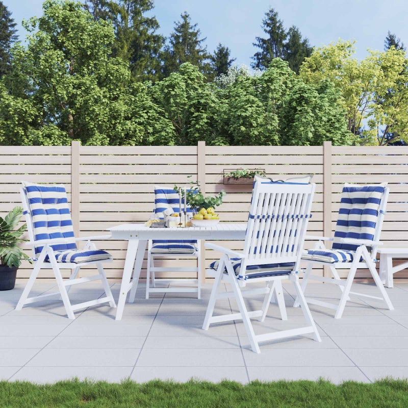 Poduszka na zewnątrz 4 pcs Niebieski i biały 120 x 50 x 7 cm vidaXL