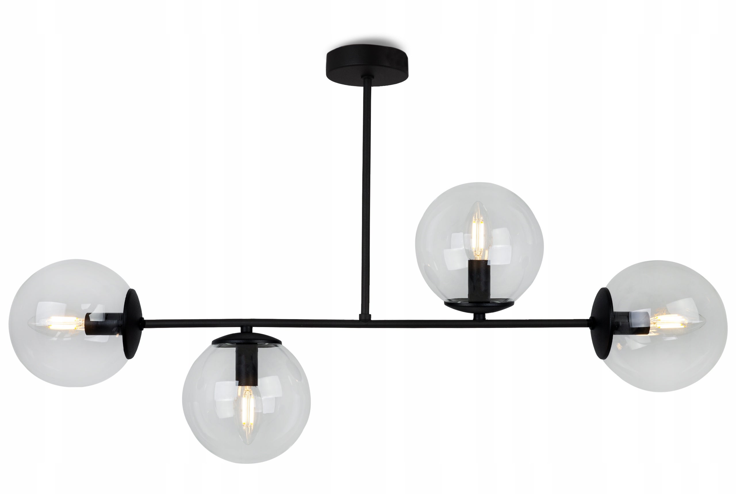 Lampa sufitowa wisząca Light Home LH Tulza 4x E14 40W klosz czarny/bezbarwny