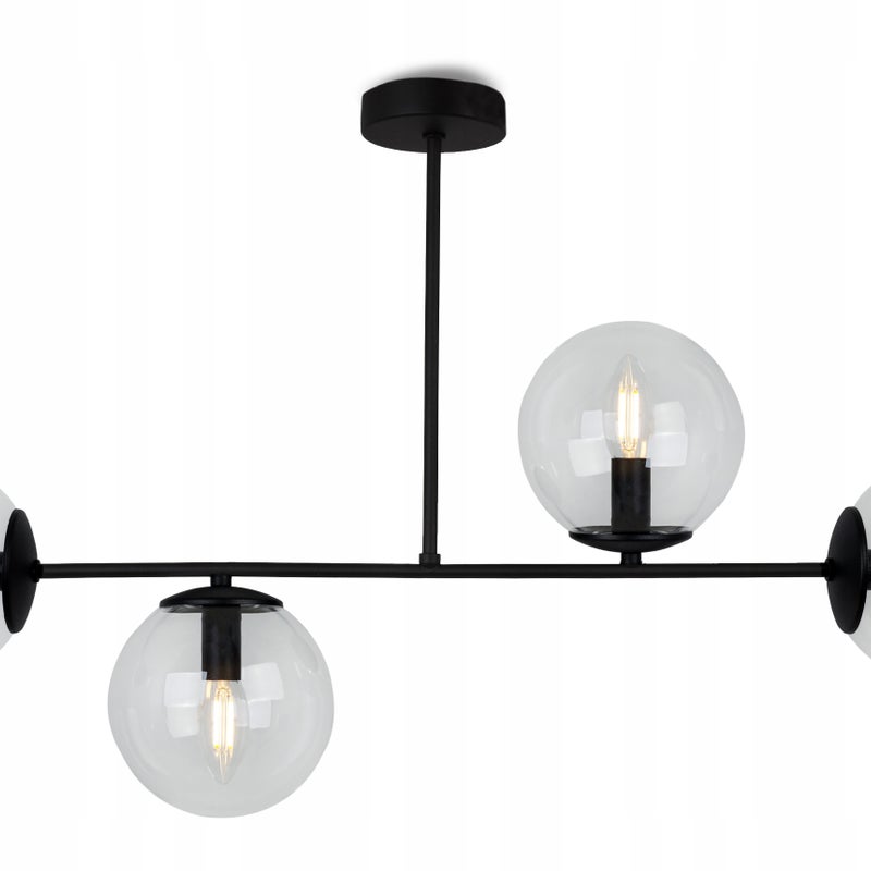 Lampa sufitowa wisząca Light Home LH Tulza 4x E14 40W klosz czarny/bezbarwny
