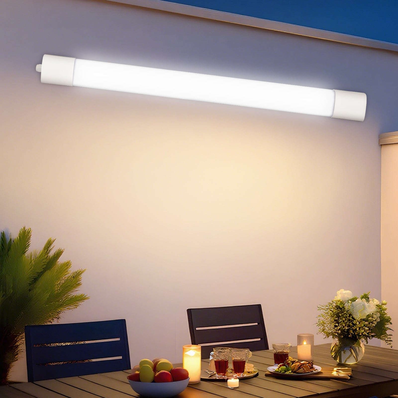 LOVHAUS 4 PCS Lampa LED Garaż 120CM, Plafon LED Zewnętrzny 36W 3960LM, Wodoodporna Rura LED IP65 Do Ogrodu Ganku Tarasu Balkonu, Neon LED 4000K