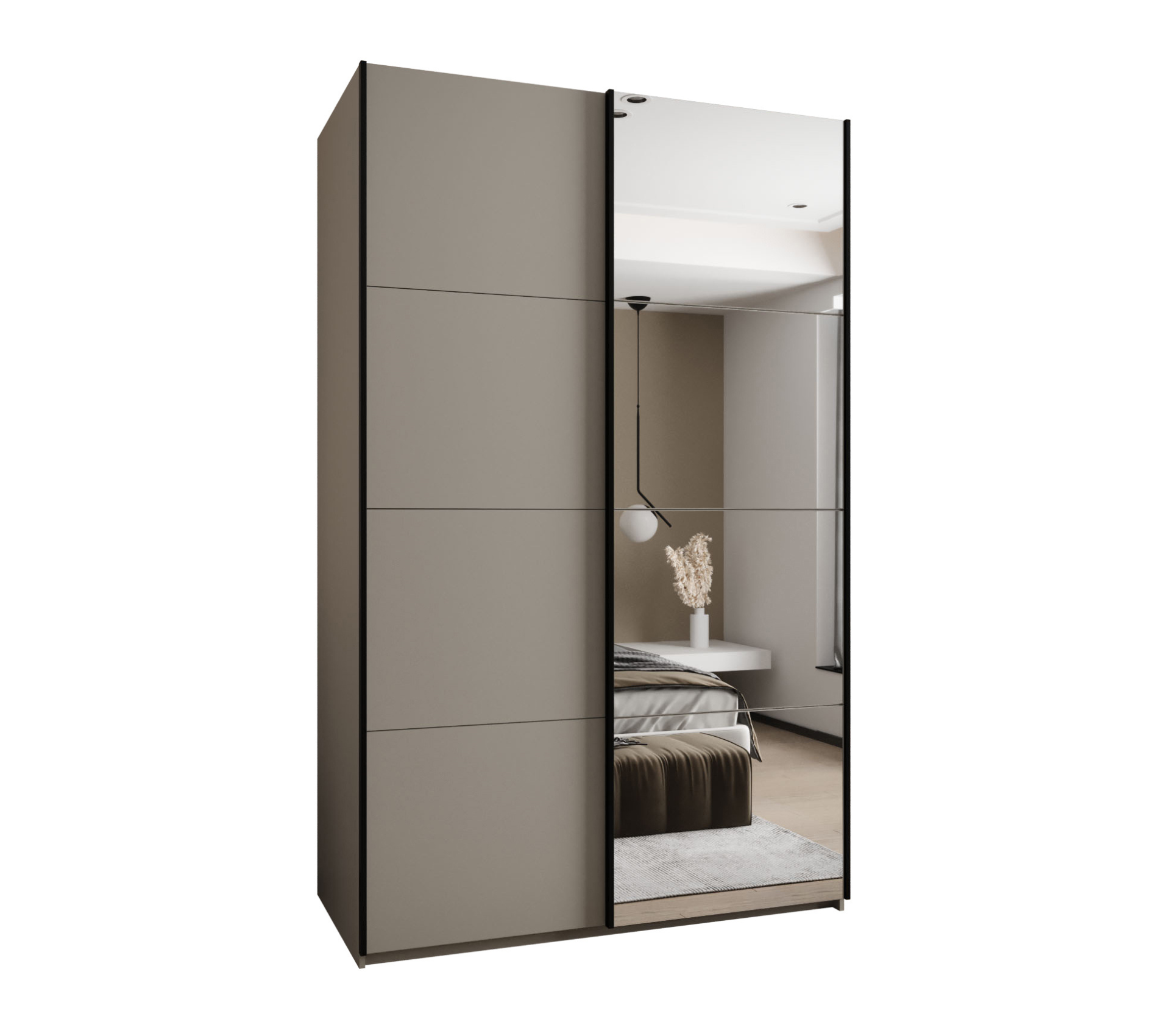 Szafa przesuwna wysoka Lux 3 150 x 64 x 245,5 cm kaszmir + kaszmir + u. czarny - Abiks Meble