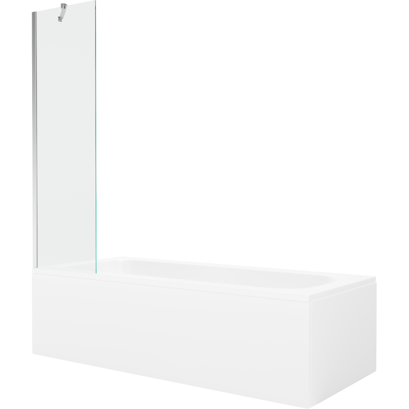 Mexen Vega wanna prostokątna 150 x 70 cm z obudową i parawanem 1-skrzydłowym 50 cm, transparent, chrom - 550115070X9505000001